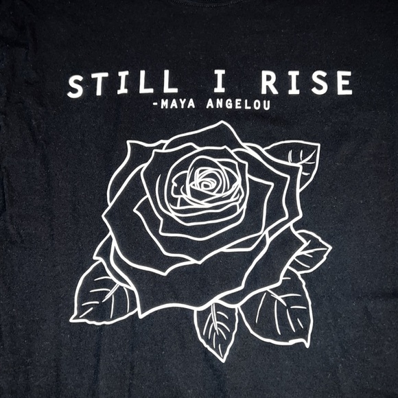 Sol’s Black Small Short Sleeve Tee Shirt Maya Angelou Quote “Still I Rise” - Picture 3 of 9